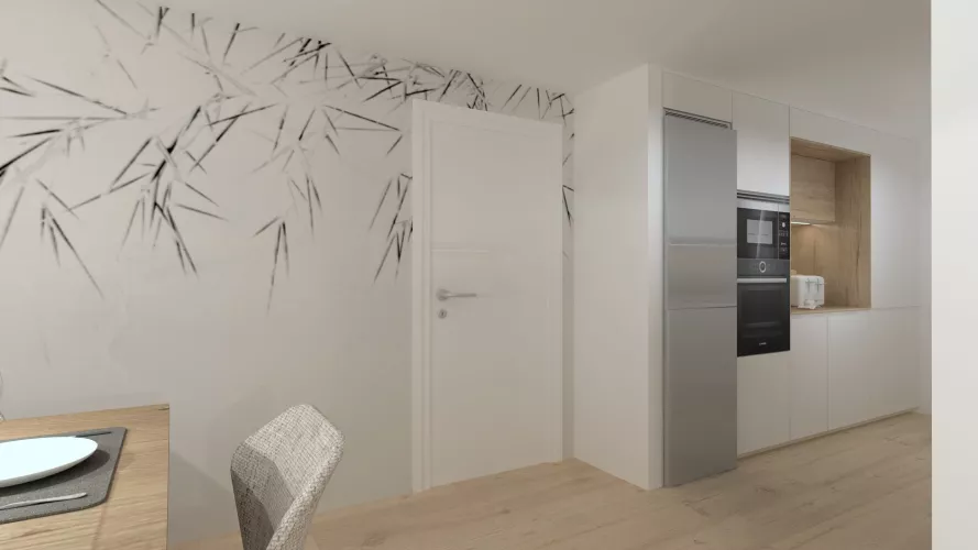 Cocina Santos blanca abierta al salón