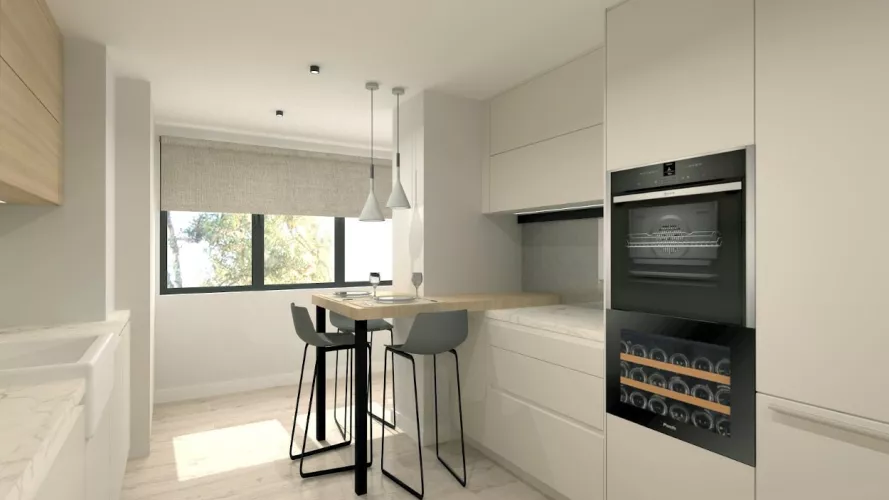 Cocina Santos blanca en paralelo