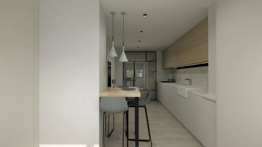 Cocina Santos blanca en paralelo