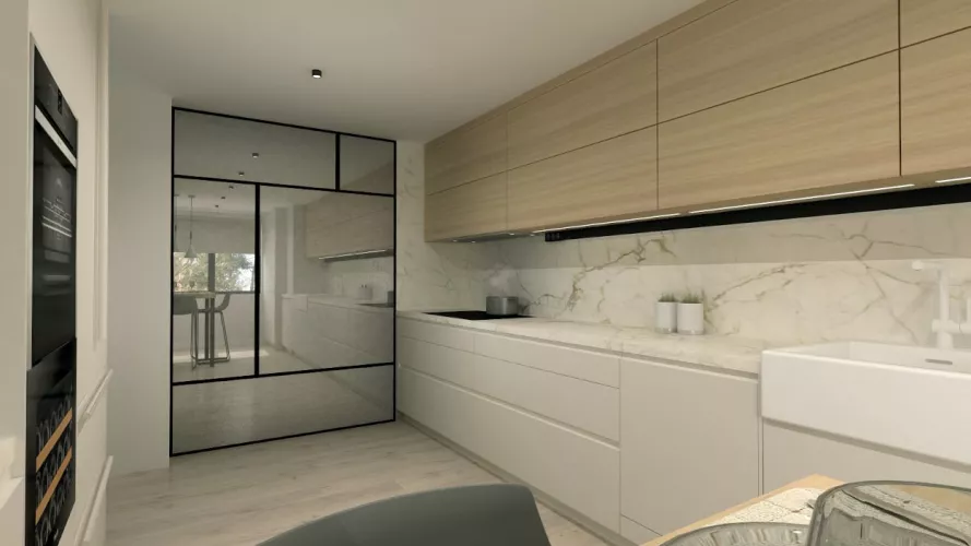 Cocina Santos blanca en paralelo