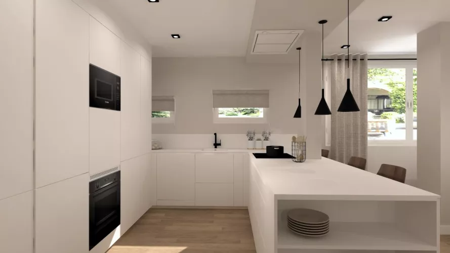 Cocina Santos blanca en U