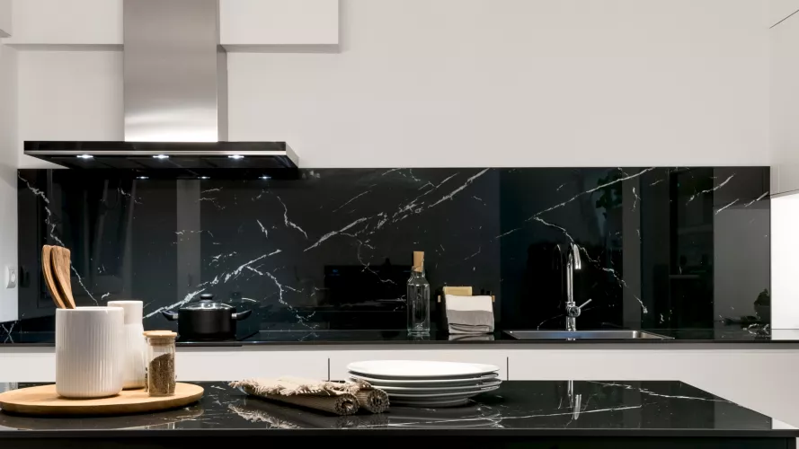 Cocina Santos Blanca y Negra con Península