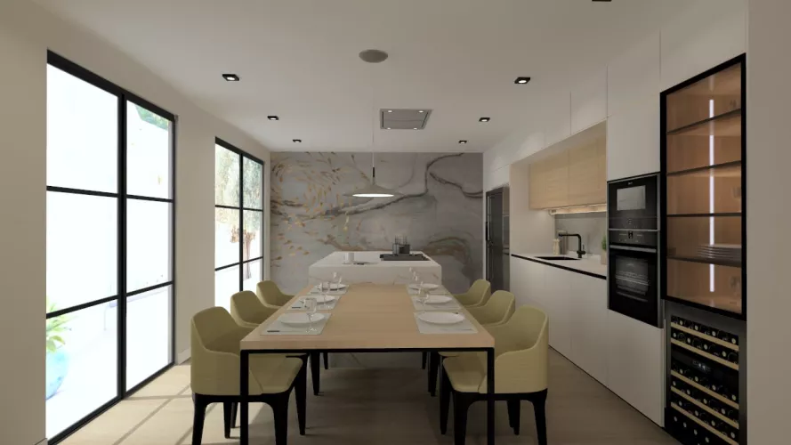 Cocina Santos blanca y madera