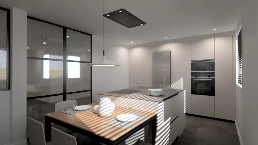 Cocina Santos cashmere con isla