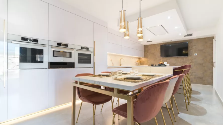 Cocina Santos con mesa extensible isla