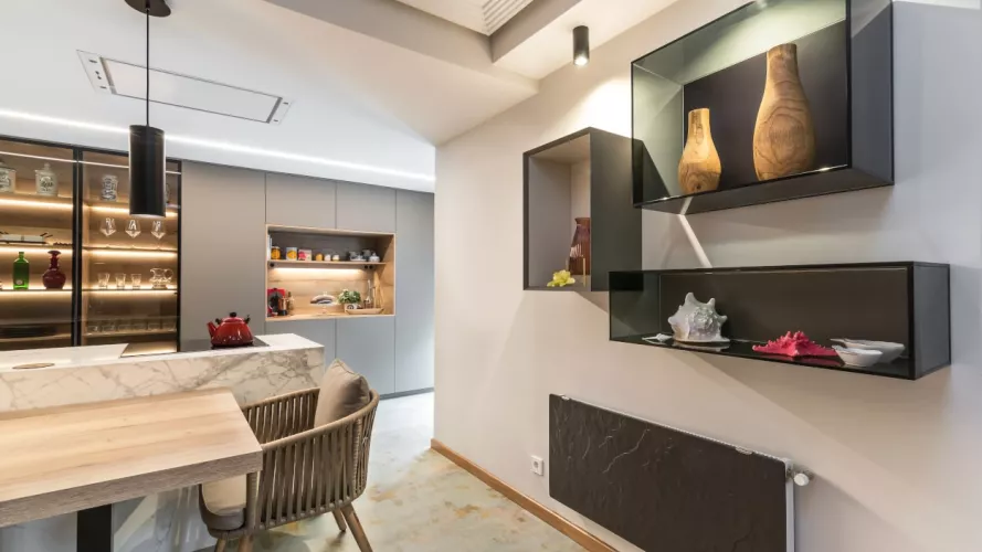 Cocina Santos gris abierta al salón