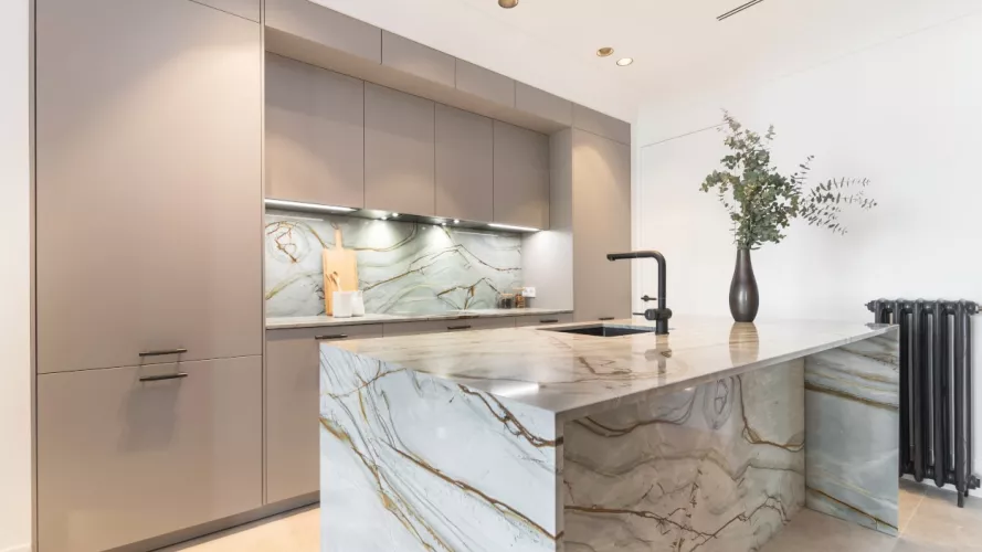 Cocina Santos gris con isla