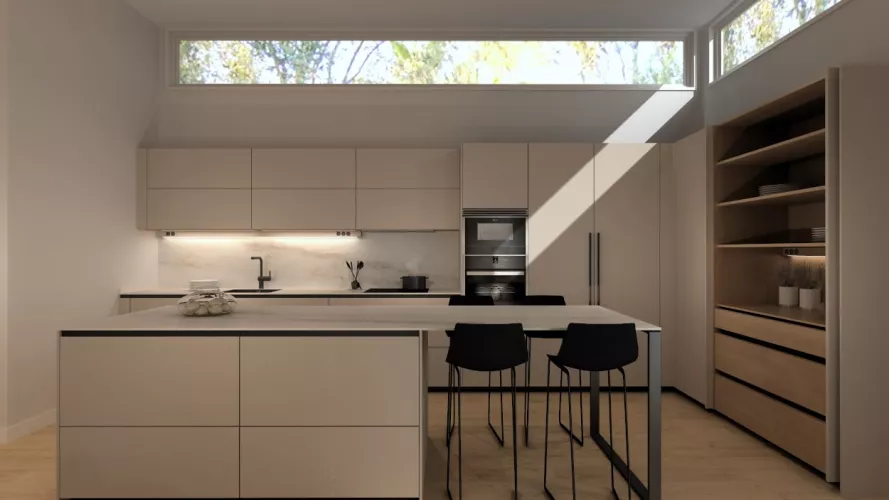 Cocina Santos gris con isla