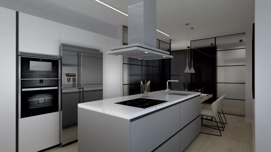 Cocina Santos en color Gris Visón y Blanco Innsbruck