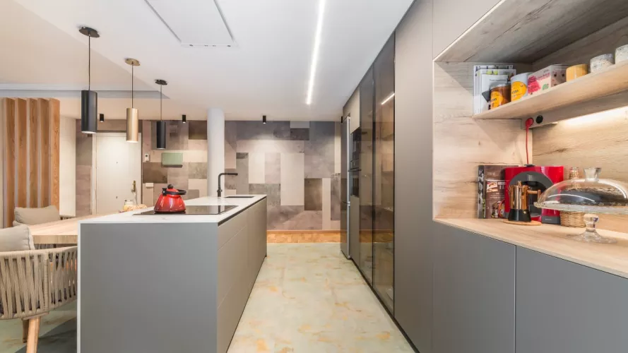 Cocina Santos gris con isla