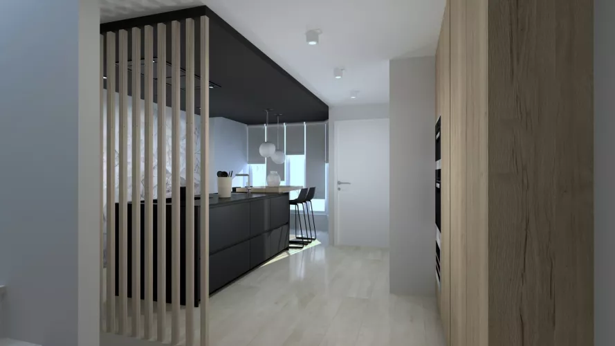 Cocina Santos negra con isla abierta