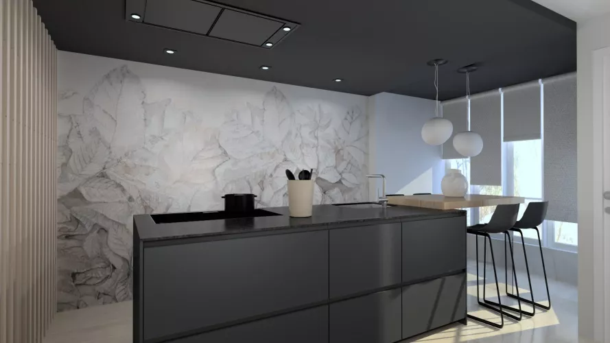 Cocina Santos negra con isla abierta