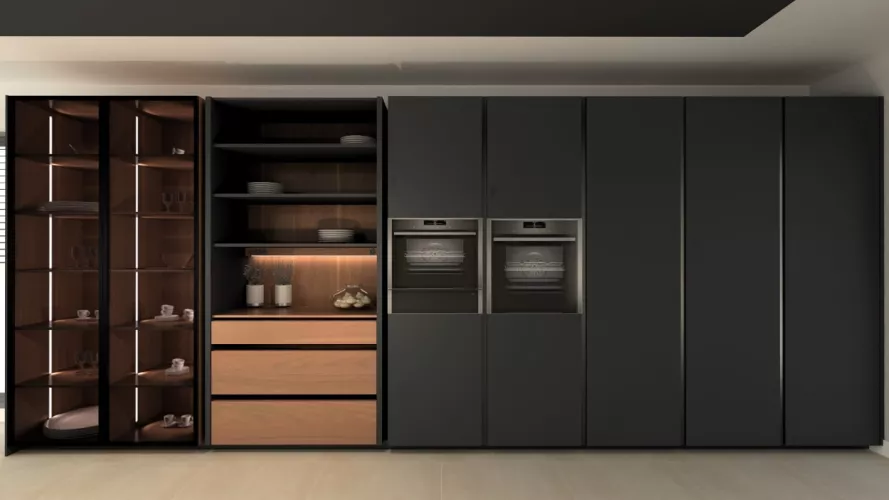 Cocina Santos negra con isla abierta al salón