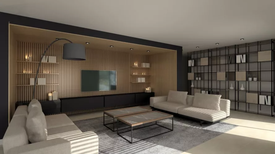 Cocina Santos negra con isla abierta al salón