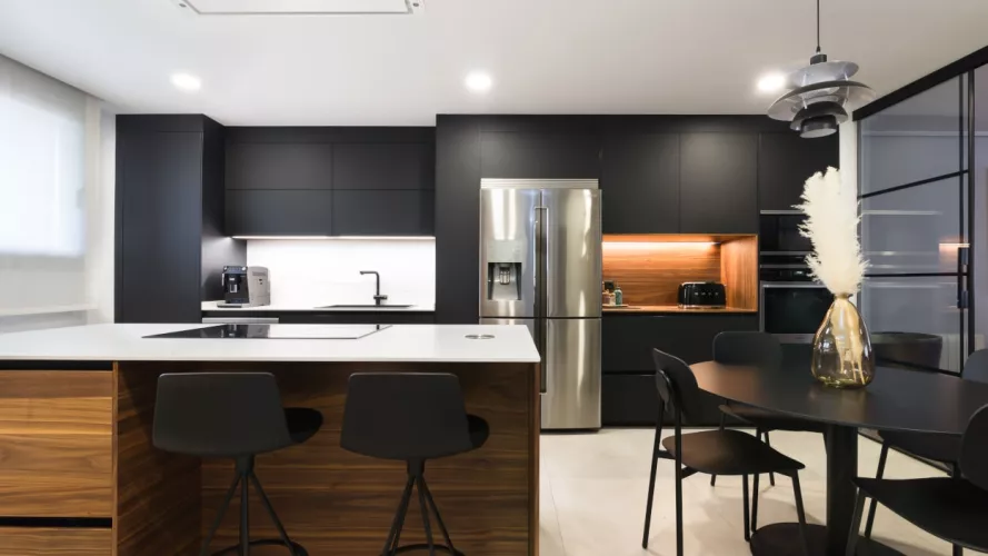 Cocina Santos negra y nogal