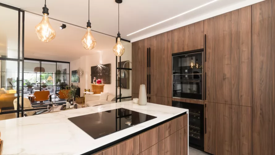 Cocina Santos nogal con península