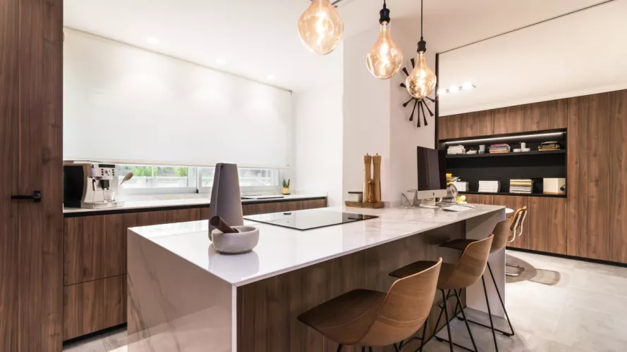 Cocina Santos nogal con península