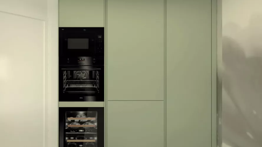 Cocina Verde Salvia con isla