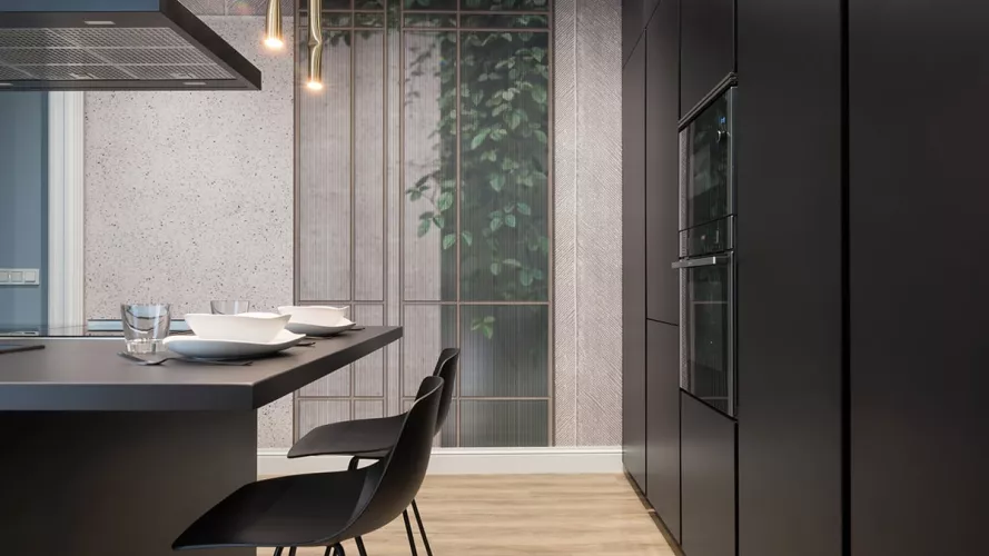 Cocina de Estilo Moderno en color negro de Santos