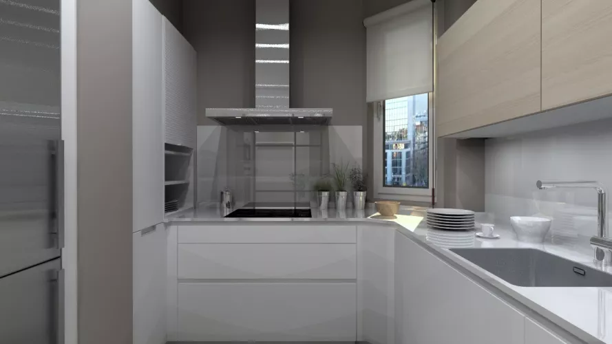 Aravaca | Cocina Santos | Modelo Line Estratificado Blanco y Fresno | Encimera Silestone Blanco