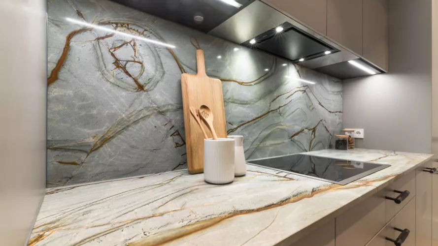 Encimera y frente en color blue roma