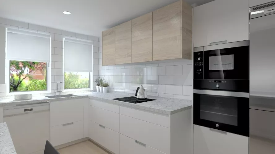 Cocina Santos Modelo LINE en Aravaca con Encimera de Granito Negro