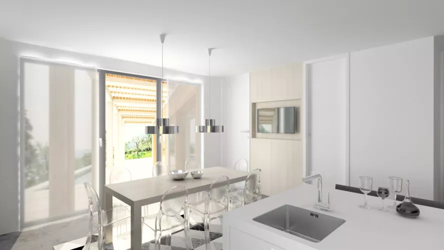 Madrid | Cocina Santos | Modelo Karmel Gris y Blanco Corian