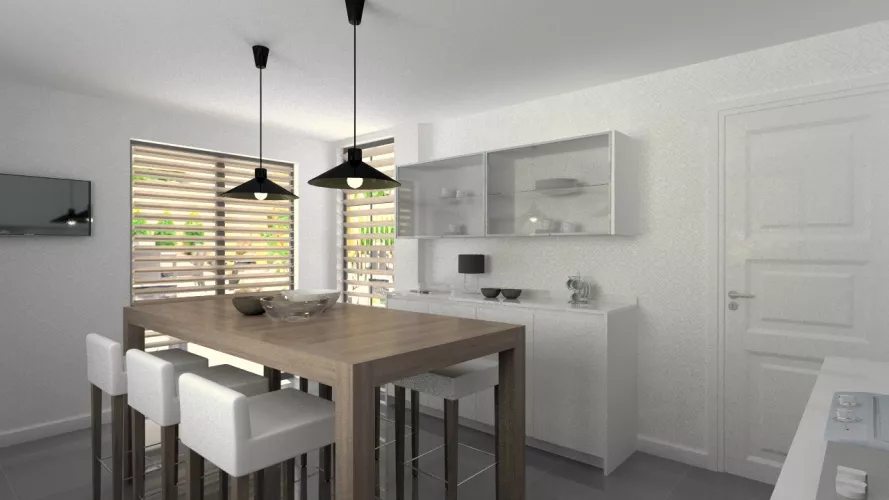 Aravaca | Cocina Santos | Modelo Line Estatrificado Blanco | Encimera Silestone Blanco 