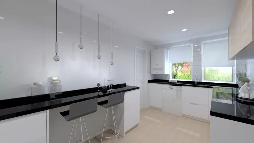 Cocina Santos Modelo LINE en Aravaca con Encimera de Granito Negro