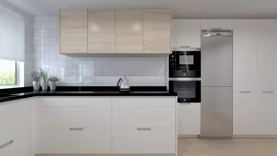 Cocina Santos Modelo LINE en Aravaca con Encimera de Granito Negro