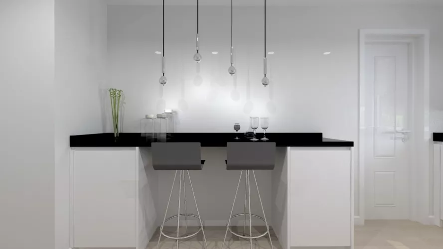 Cocina Santos Modelo LINE en Aravaca con Encimera de Granito Negro