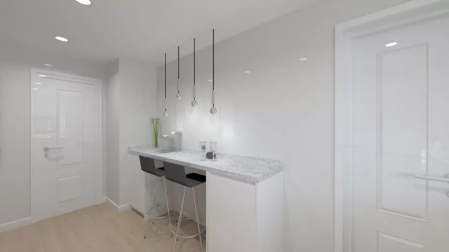 Cocina Santos Modelo LINE en Aravaca con Encimera de Granito Negro