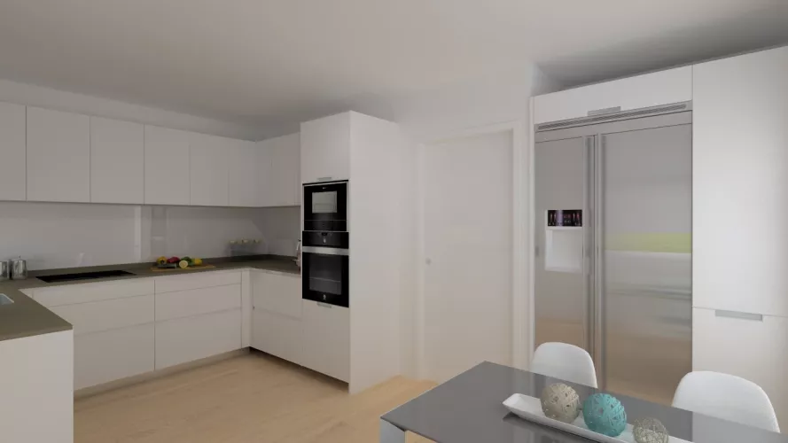 Proyecto en Madrid – Cocina Santos LINE-L en laminado seda mate con encimera Silestone Blanco Zeus y diseño abierto