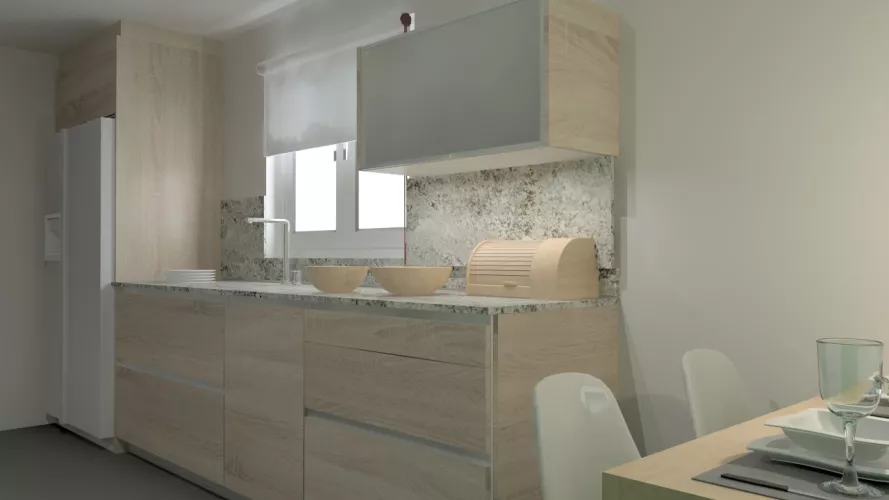 Madrid | Cocina Santos | Modelo Line E Estratificado Roble Barrica Naturamia 