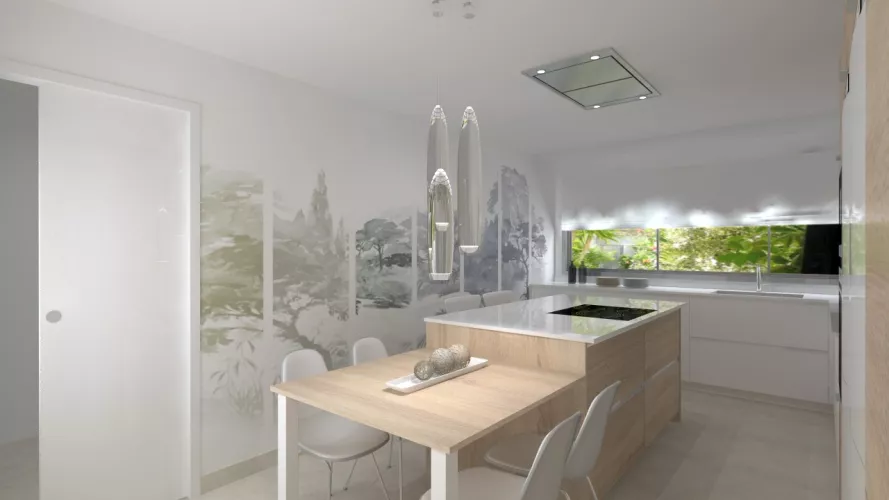 Madrid | Cocina Santos | Modelo Line Estratificado | Encimera Dalian