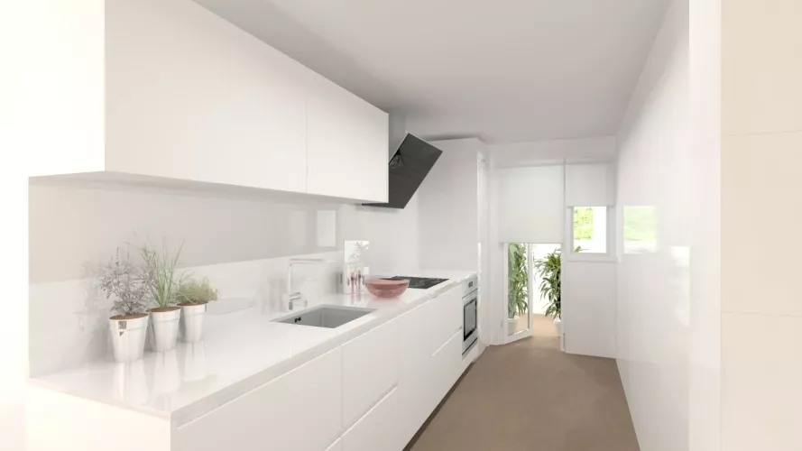 Aravaca | Cocina Santos | Modelo Line Estratificado Blanco | Encimera Silestone Blanco