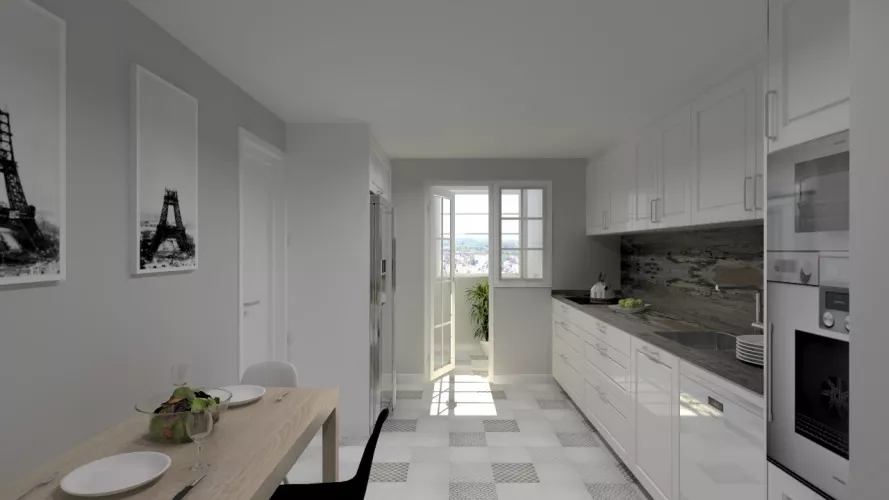 Aravaca | Cocina Santos | Modelo Epoca Laca Blanco | Encimera Dekton