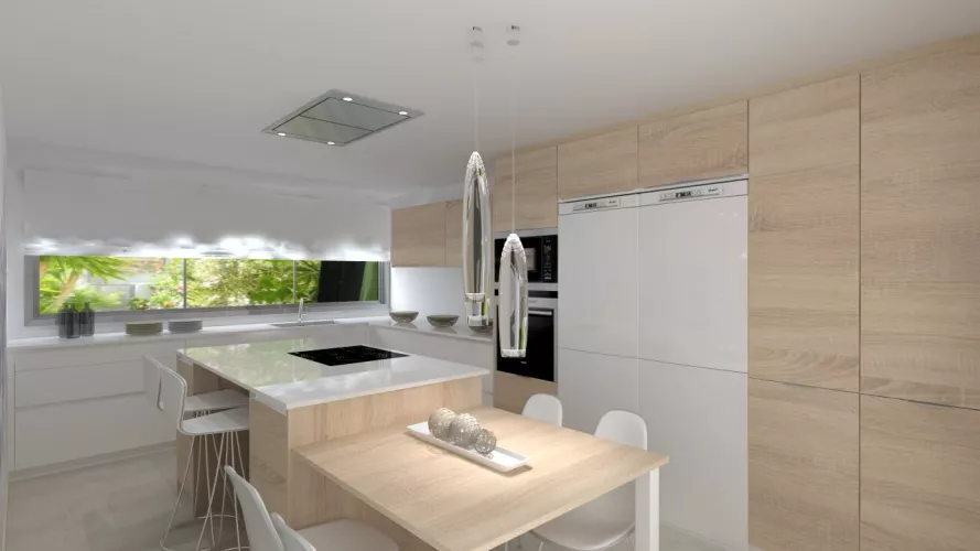 Madrid | Cocina Santos | Modelo Line Estratificado | Encimera Dalian