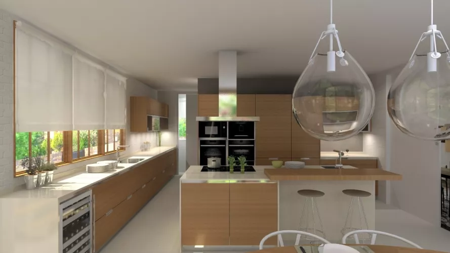 Aravaca | Cocina Santos | Modelo Minos W Chapa Nogal | Encimera Silestone Haiku