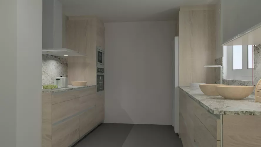 Madrid | Cocina Santos | Modelo Line E Estratificado Roble Barrica Naturamia 