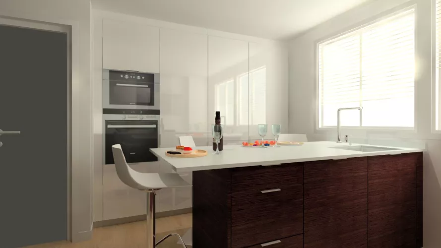 Madrid | Cocina Santos | Modelo Plano | Encimera Yukon