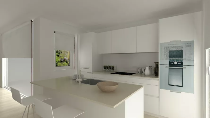 Madrid | Cocina Santos | Modelo Line L Laminado | Seda Mate