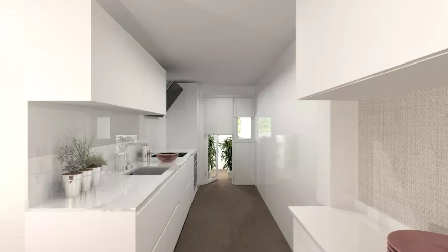 Aravaca | Cocina Santos | Modelo Line Estratificado Blanco | Encimera Silestone Blanco