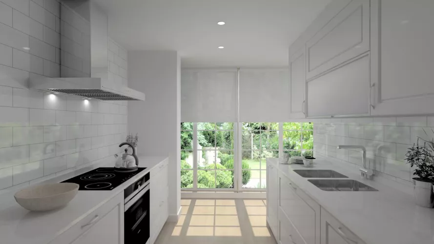 Cocina Santos | Modelo Epoca Laca Gris Nube | Encimera Compac Carrara