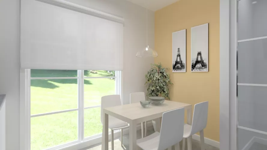 Aravaca | Cocina Santos | Modelo Minos Laminado Seda Blanco | Encimera Neolith Cement 