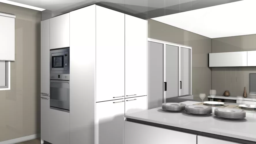 Madrid | Cocinas Santos | Modelo Minos laminado | Encimera Silestone