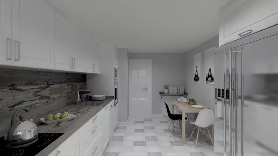 Aravaca | Cocina Santos | Modelo Epoca Laca Blanco | Encimera Dekton