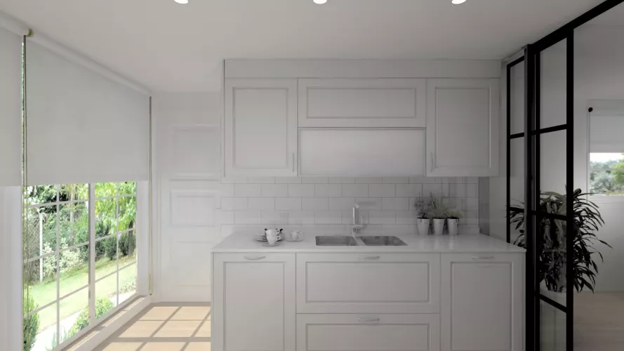 Cocina Santos | Modelo Epoca Laca Gris Nube | Encimera Compac Carrara