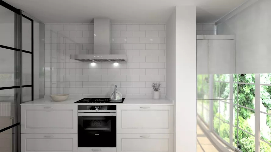 Cocina Santos | Modelo Epoca Laca Gris Nube | Encimera Compac Carrara