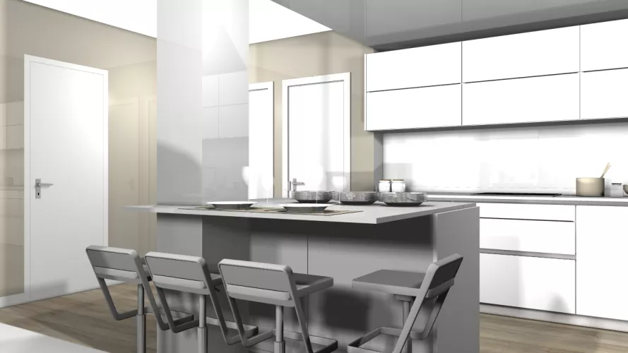 Madrid | Cocinas Santos | Modelo Minos laminado | Encimera Silestone